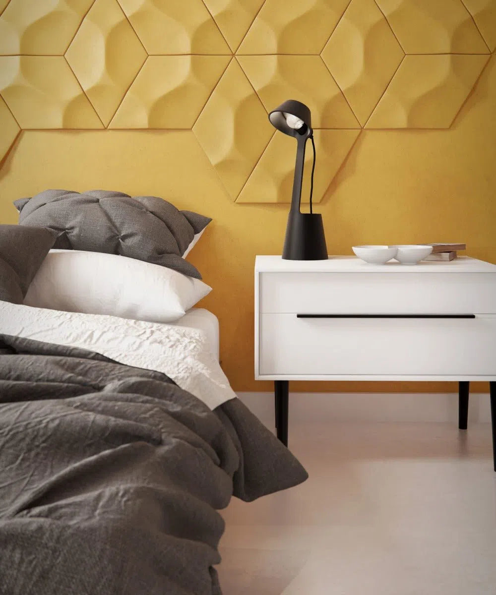 RAY 3D WALL Tile - Arstyl Panels in a modern bedroom  | DecorMania UK